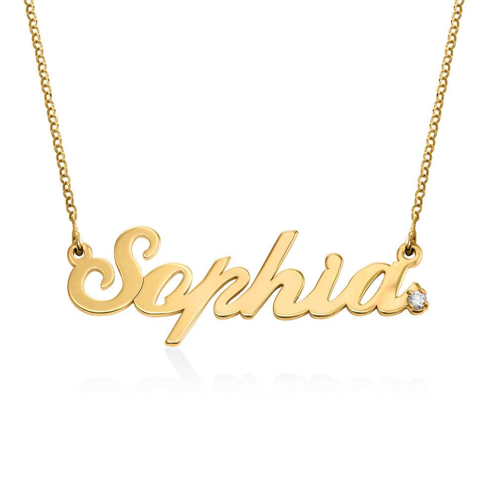 Klassische Cocktail Namenskette mit Diamant - Gold-Vermeil-1 Produktfoto
