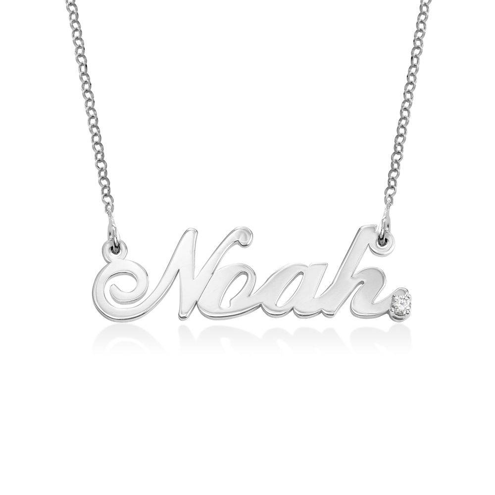 Klassische Cocktail Namenskette mit Diamant - Silber-1 Produktfoto