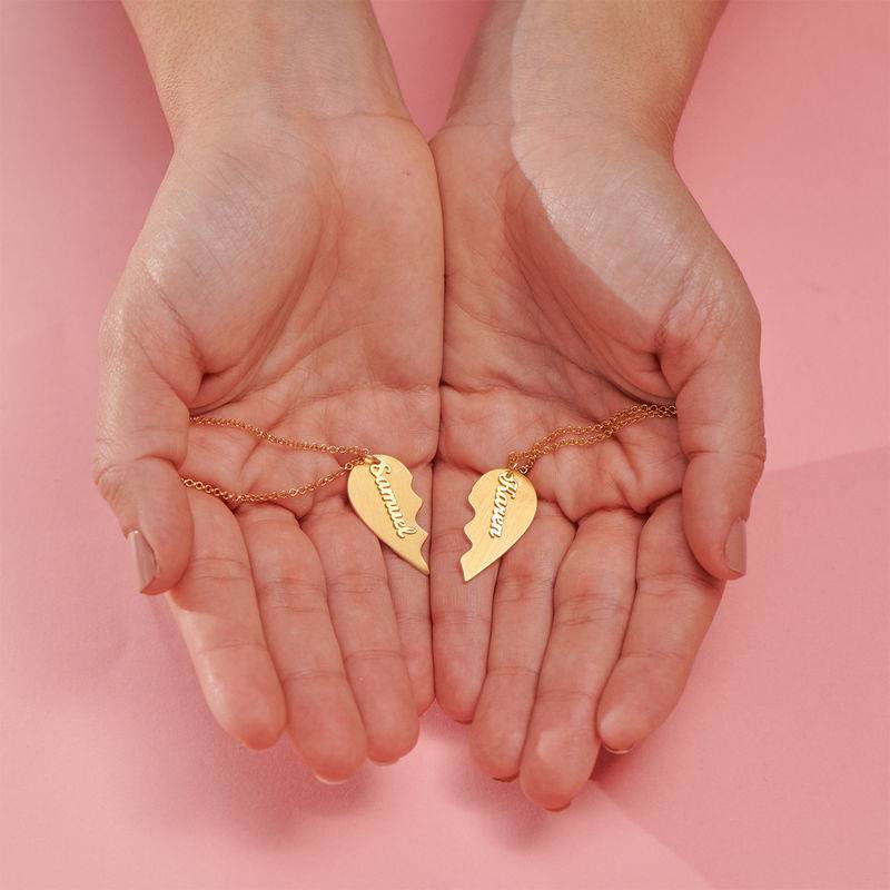 Trennbare Herzkette für Pärchen  - Gold-Vermeil-4 Produktfoto