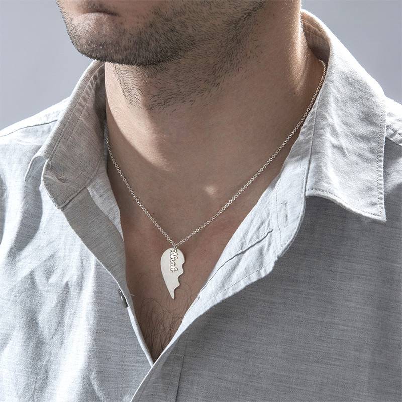 Trennbare Herzkette für Pärchen  - Silber-4 Produktfoto