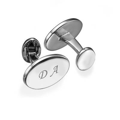 Ovale Manschettenknöpfe mit Initialen - Edelstahl-1 Produktfoto