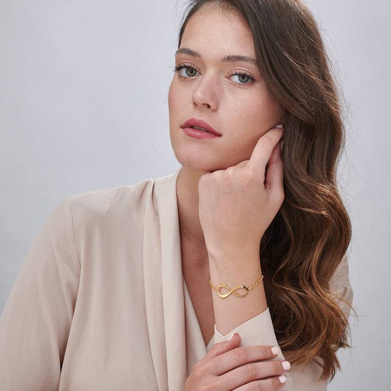 Infinity-Namensarmband mit Diamant - vergoldetes Sterlingsilber-2 Infinity-Namensarmband mit Diamant - vergoldetes Sterlingsilber-2 Produktfoto