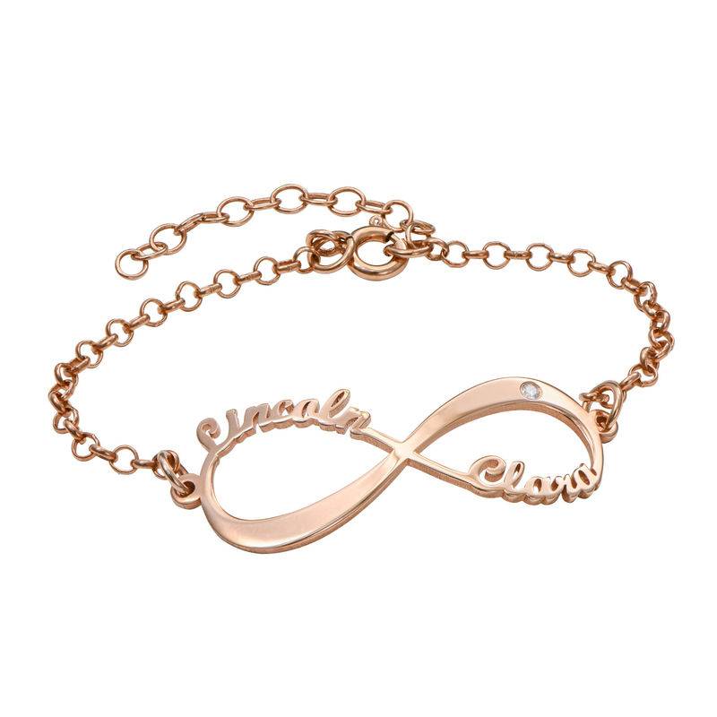 Infinity-Namensarmband mit Diamant - rosévergoldetes Sterlingsilber-1 Produktfoto