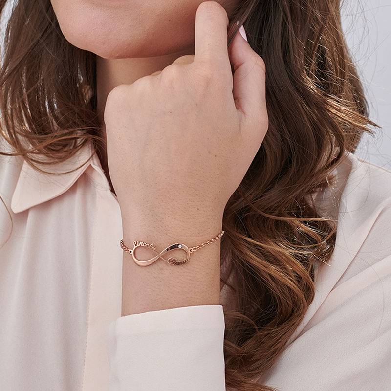 Infinity-Namensarmband mit Diamant - rosévergoldetes Sterlingsilber-3 Produktfoto