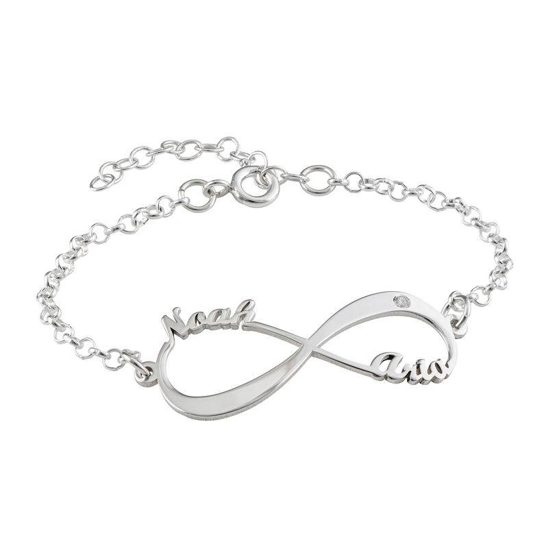 Infinity-Namensarmband mit Diamant - Silber-1 Produktfoto