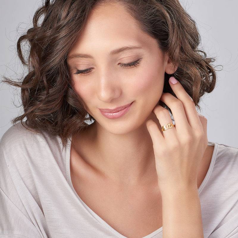 Personalisierter Nummernring - 750er vergoldetes Silber-4 Produktfoto