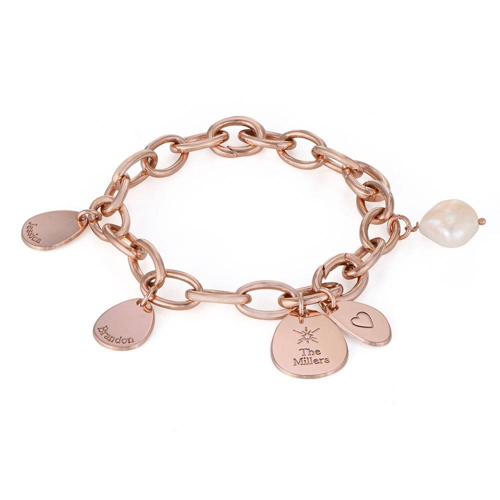 Rundes Gliederarmband mit gravierbaren Charms - 750er rosévergoldetes Silber-3 Produktfoto