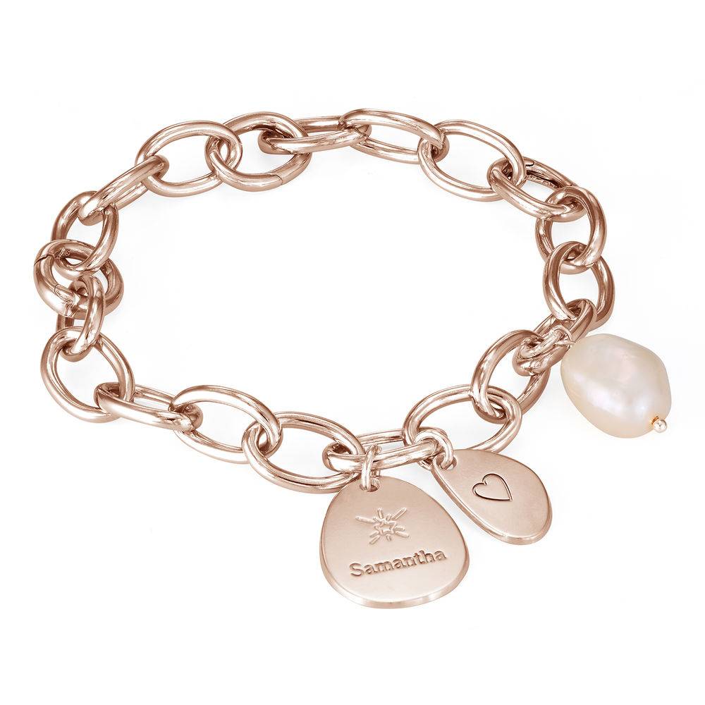 Rundes Gliederarmband mit gravierbaren Charms - 750er rosévergoldetes Silber-1 Produktfoto