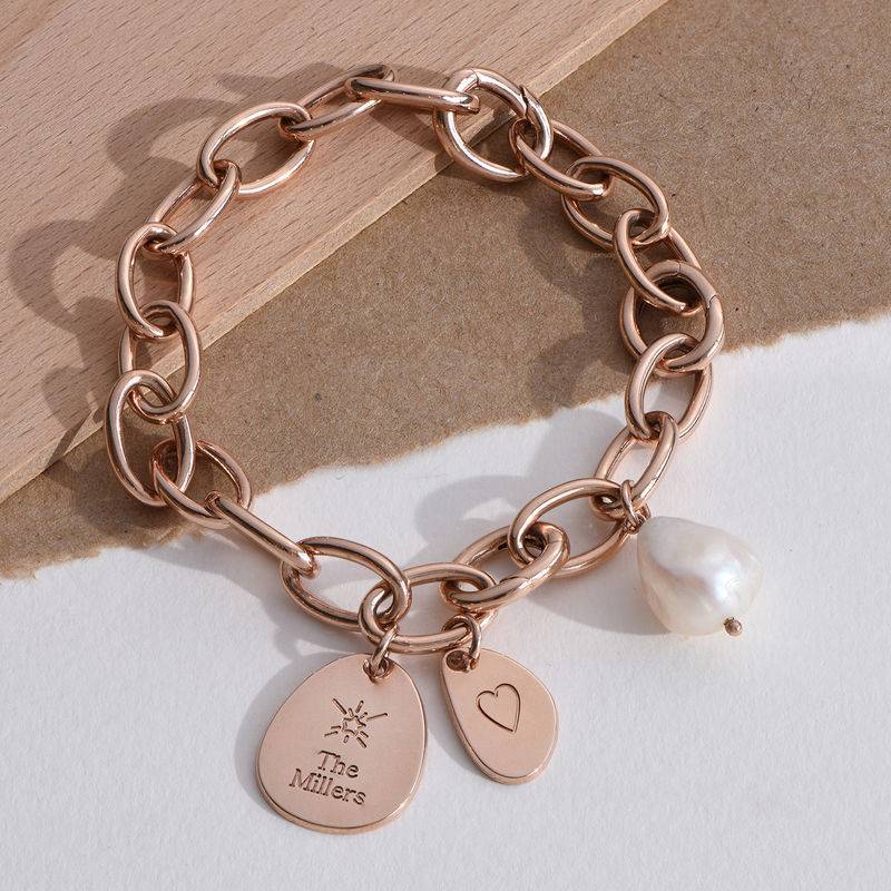 Rundes Gliederarmband mit gravierbaren Charms - 750er rosévergoldetes Silber-2 Produktfoto