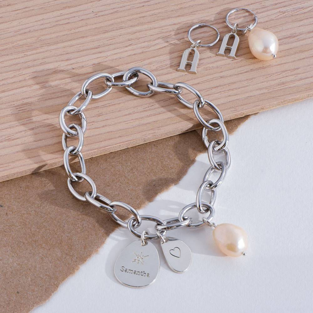 Rundes Gliederarmband mit gravierbaren Charms - 925er Sterlingsilber-2 Produktfoto