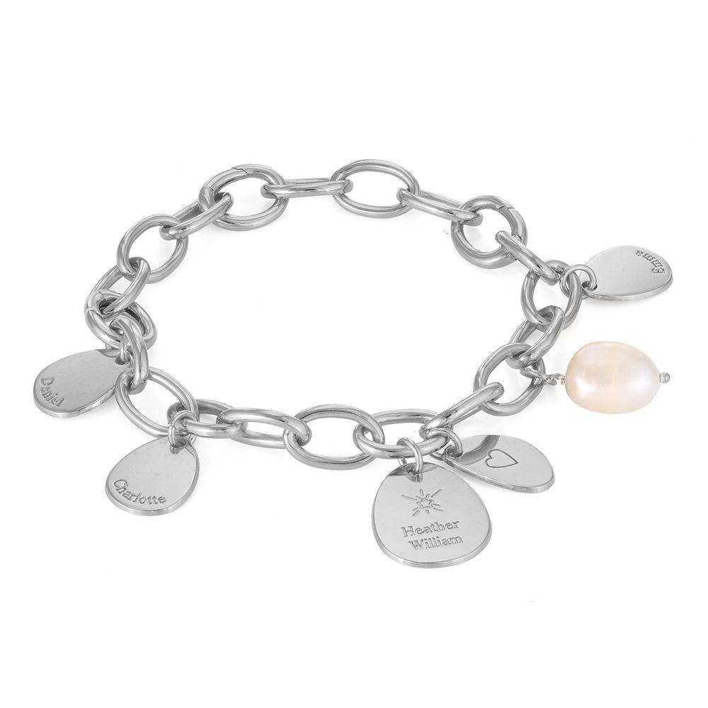 Rundes Gliederarmband mit gravierbaren Charms - 925er Sterlingsilber-5 Produktfoto