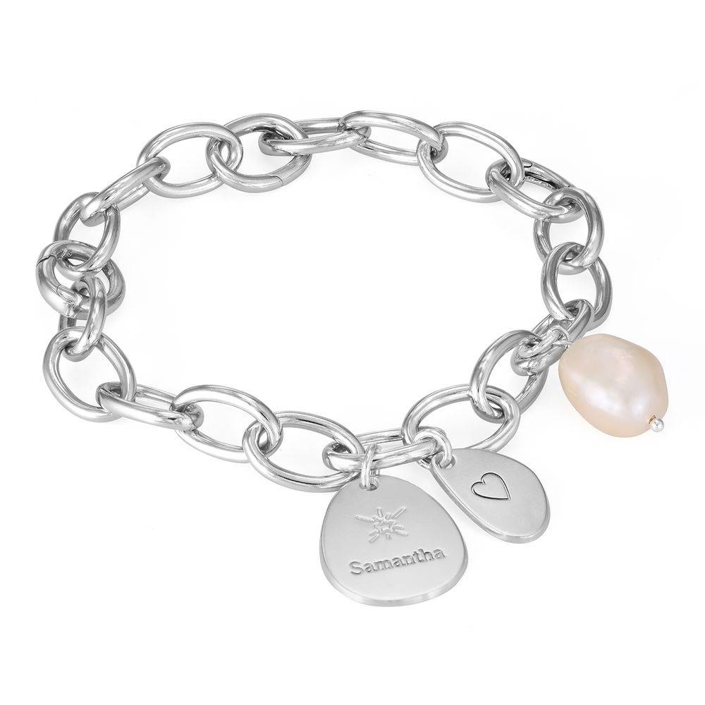 Rundes Gliederarmband mit gravierbaren Charms - 925er Sterlingsilber-4 Produktfoto