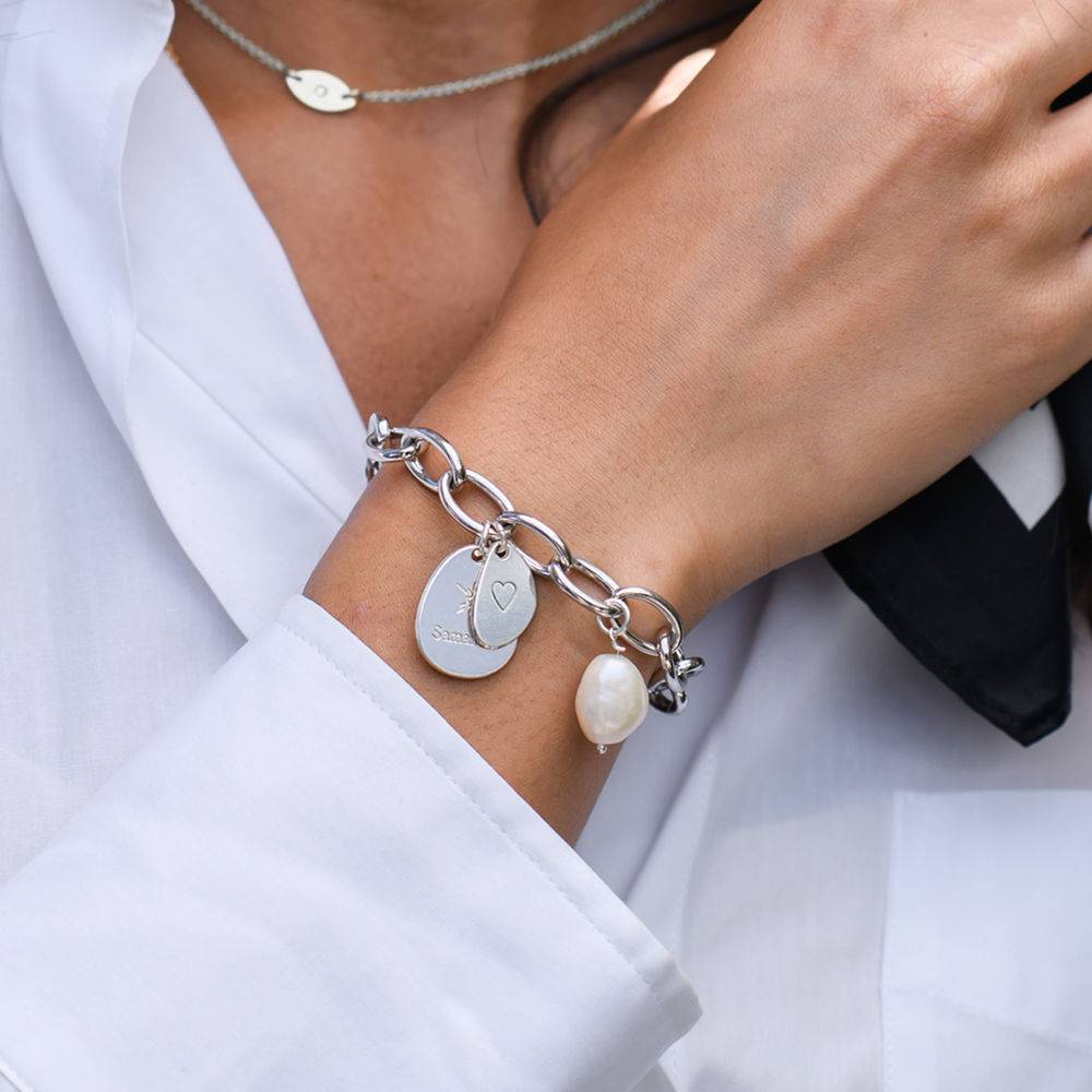 Rundes Gliederarmband mit gravierbaren Charms - 925er Sterlingsilber-1 Produktfoto