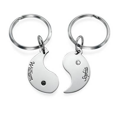 Personalisiertes Yin Yang Schlüsselanhänger-Set für Pärchen - 925er Sterlingsilber-1 Produktfoto
