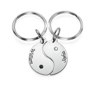 Personalisiertes Yin Yang Schlüsselanhänger-Set für Pärchen - 925er Sterlingsilber-3 Produktfoto