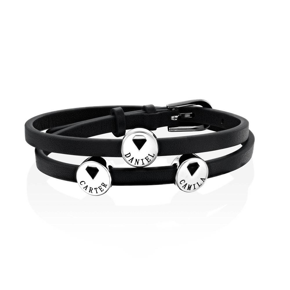 Leder-Wickelarmband mit Edelstahl-Charms-5 Leder-Wickelarmband mit Edelstahl-Charms-5 Produktfoto