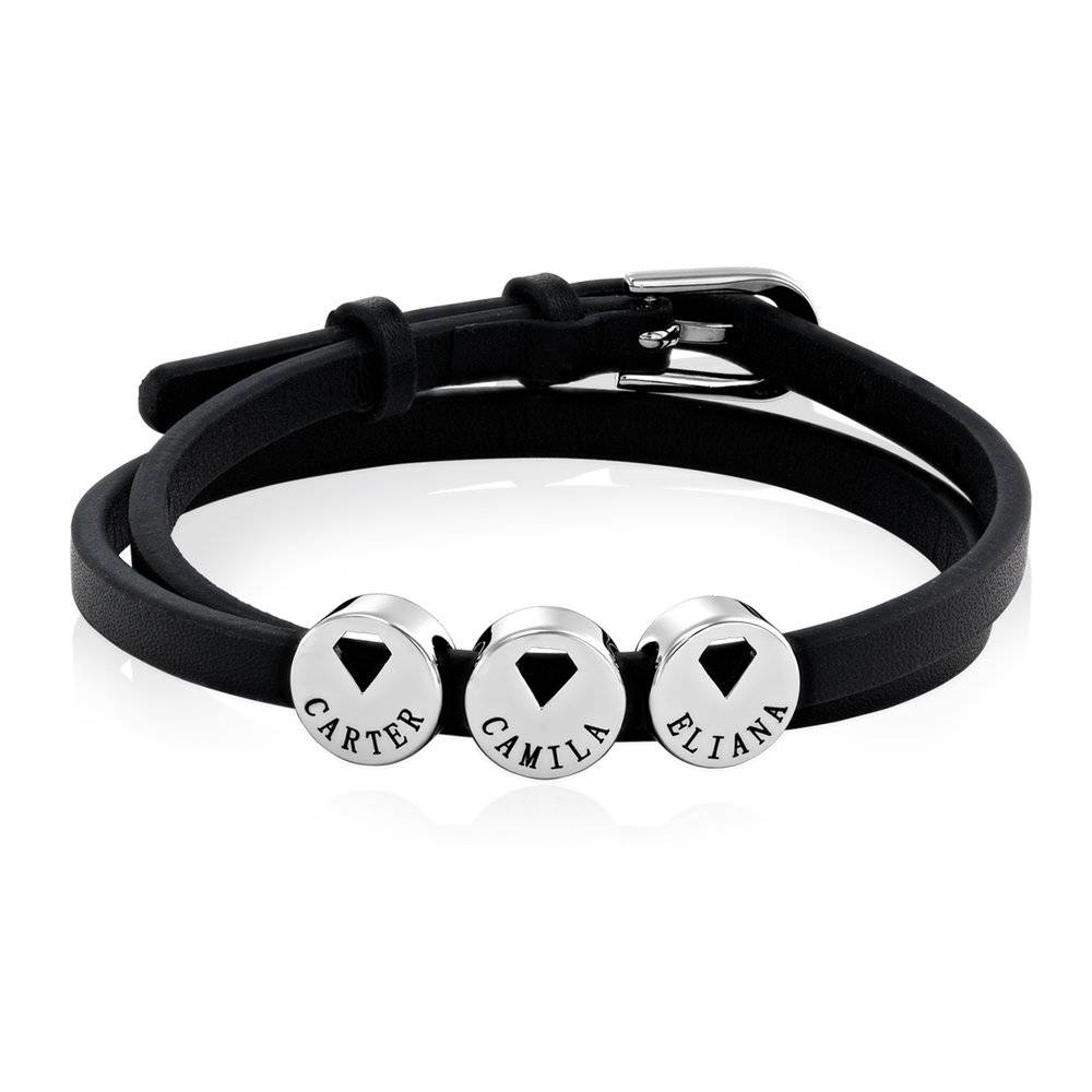 Leder-Wickelarmband mit Edelstahl-Charms-1 Leder-Wickelarmband mit Edelstahl-Charms-1 Produktfoto