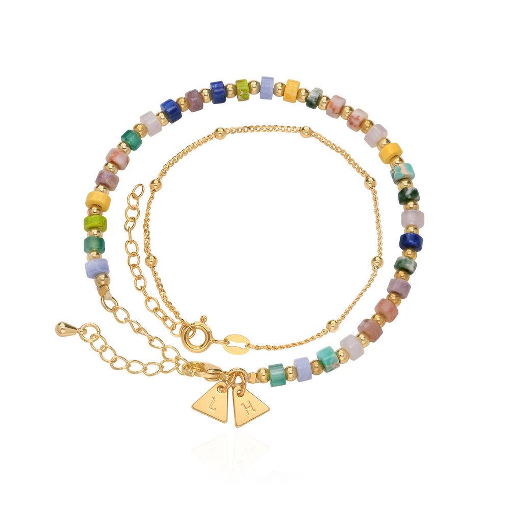 Resort Lagenlookset Perlenarmband / Fußkettchen mit Initialen - Vergoldet-1 Produktfoto
