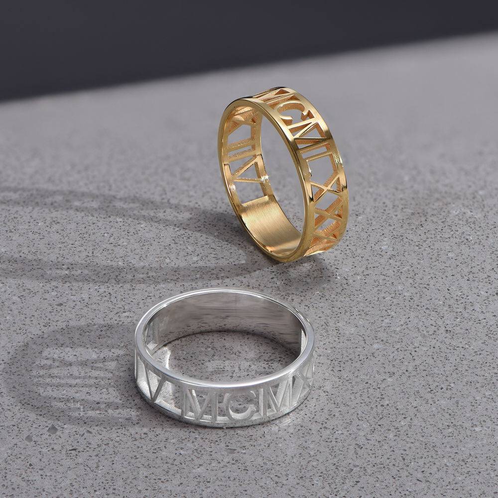 Herrenring mit römischen Zahlen - Vergoldet-3 Produktfoto