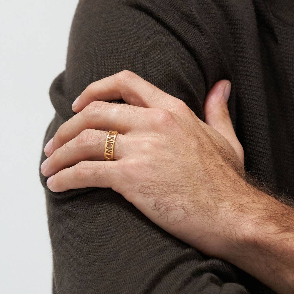 Herrenring mit römischen Zahlen - Vergoldet-4 Produktfoto