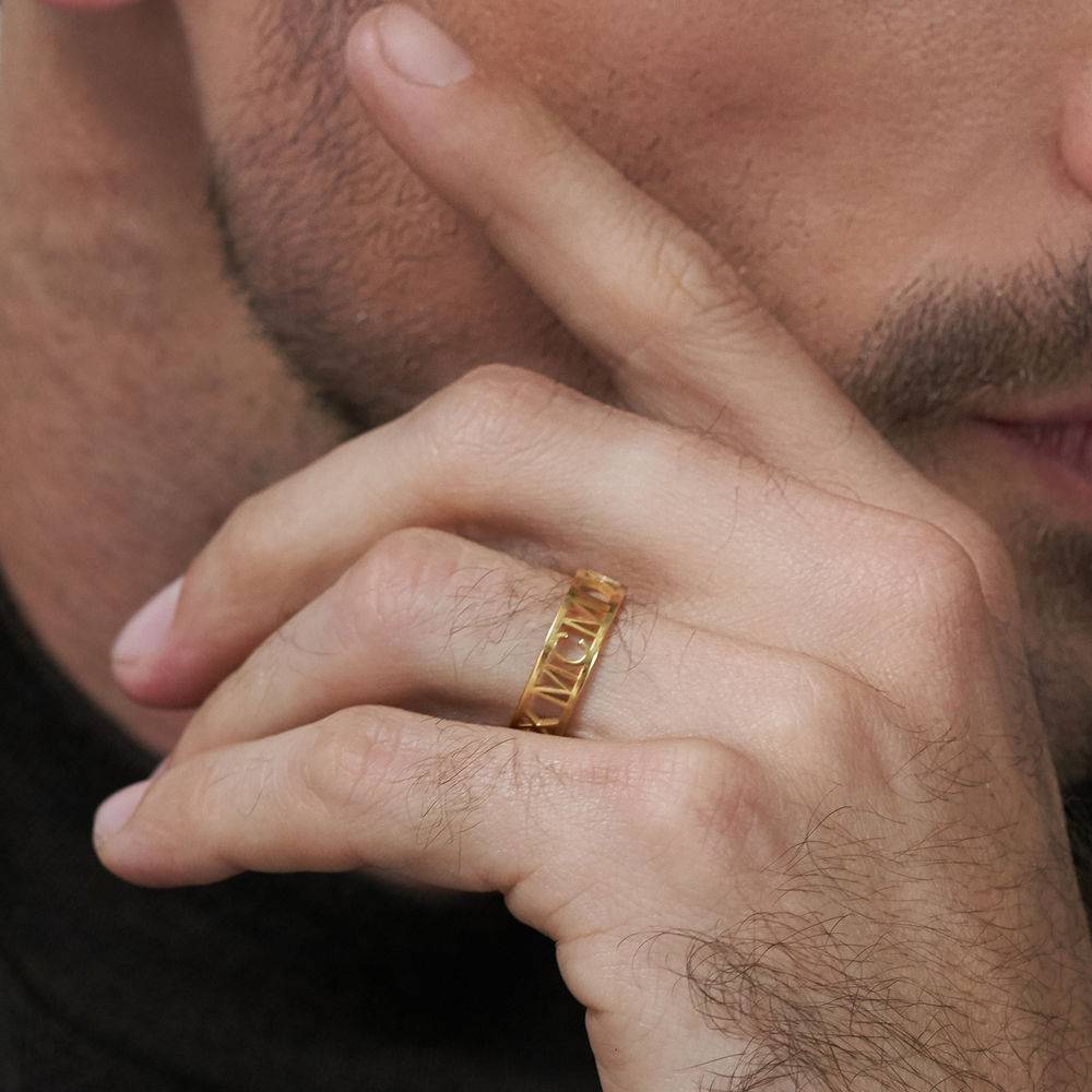 Herrenring mit römischen Zahlen - Vergoldet-5 Produktfoto