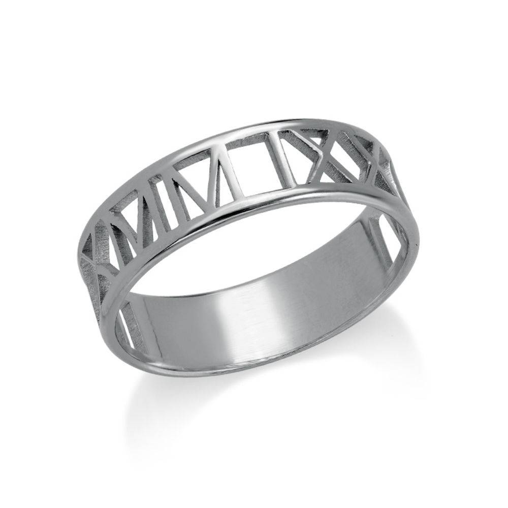 Herrenring mit roemischen Zahlen - 925er Sterlingsilber-3 Produktfoto