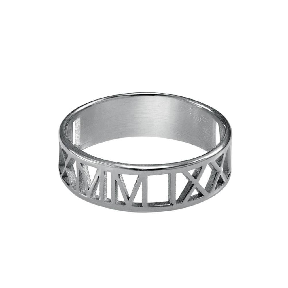 Herrenring mit roemischen Zahlen - 925er Sterlingsilber-2 Produktfoto