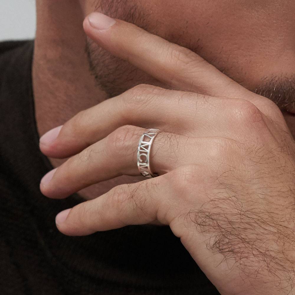 Herrenring mit roemischen Zahlen - 925er Sterlingsilber-1 Produktfoto