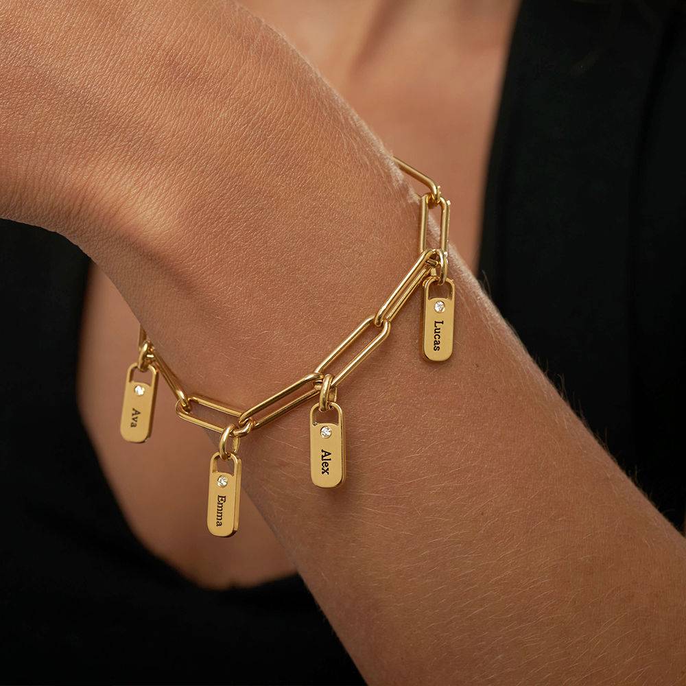 Rory Gliederarmband mit gravierten Diamant-Charms - vergoldetes Sterlingsilber-2 Produktfoto