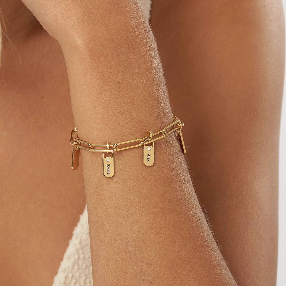 Rory Gliederarmband mit gravierten Diamant-Charms - Gold-Vermeil-2 Produktfoto