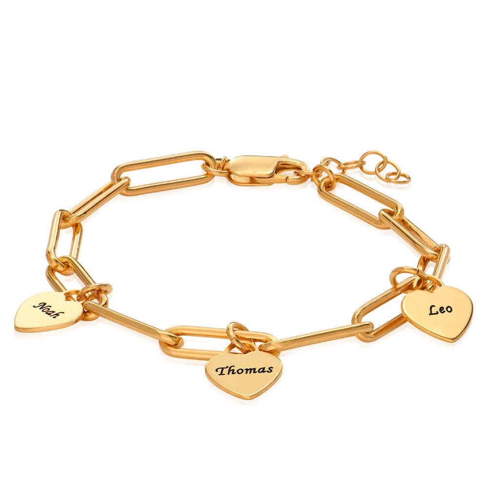 Rory Gliederarmband mit gravierten Herz-Charms - Vergoldet-2 Rory Gliederarmband mit gravierten Herz-Charms - Vergoldet-2 Produktfoto