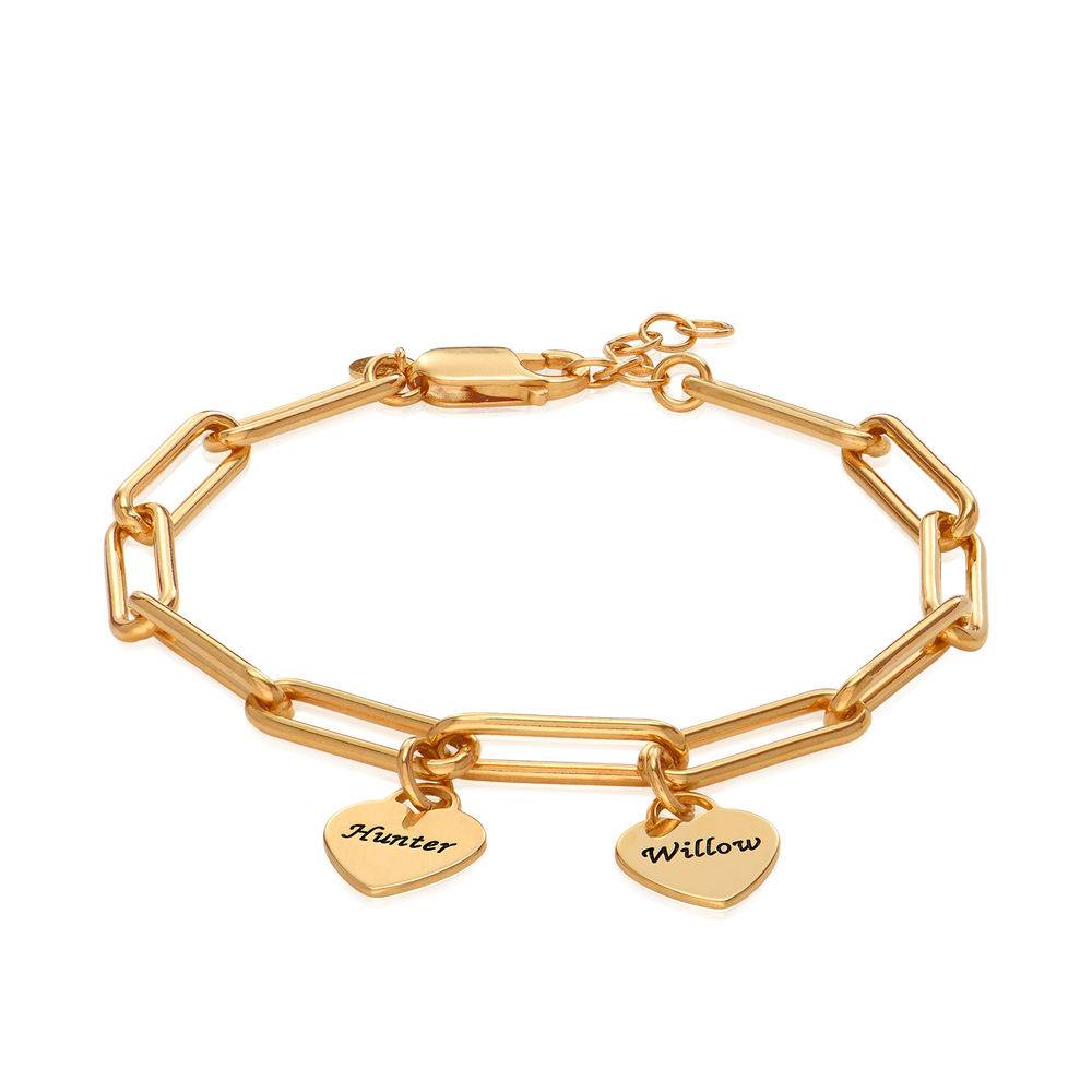Rory Gliederarmband mit gravierten Herz-Charms - Gold-Vermeil-2 Produktfoto