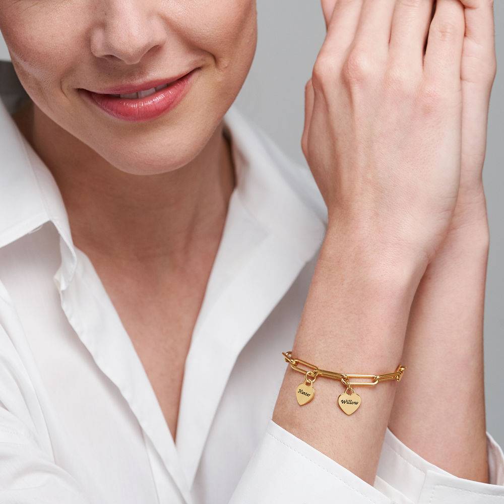 Rory Gliederarmband mit gravierten Herz-Charms - Gold-Vermeil-3 Produktfoto