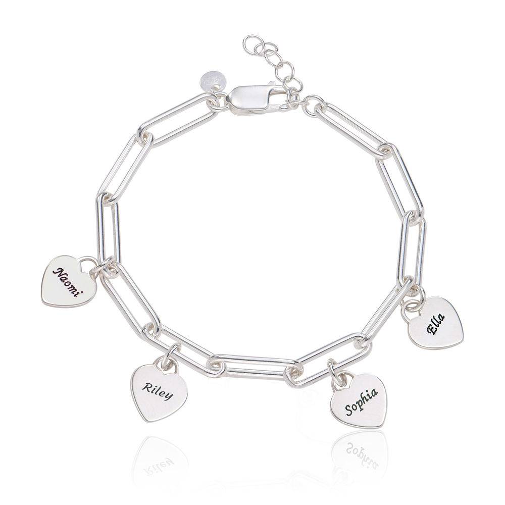 Rory Gliederarmband mit gravierten Herz-Charms - Silber-1 Rory Gliederarmband mit gravierten Herz-Charms - Silber-1 Produktfoto