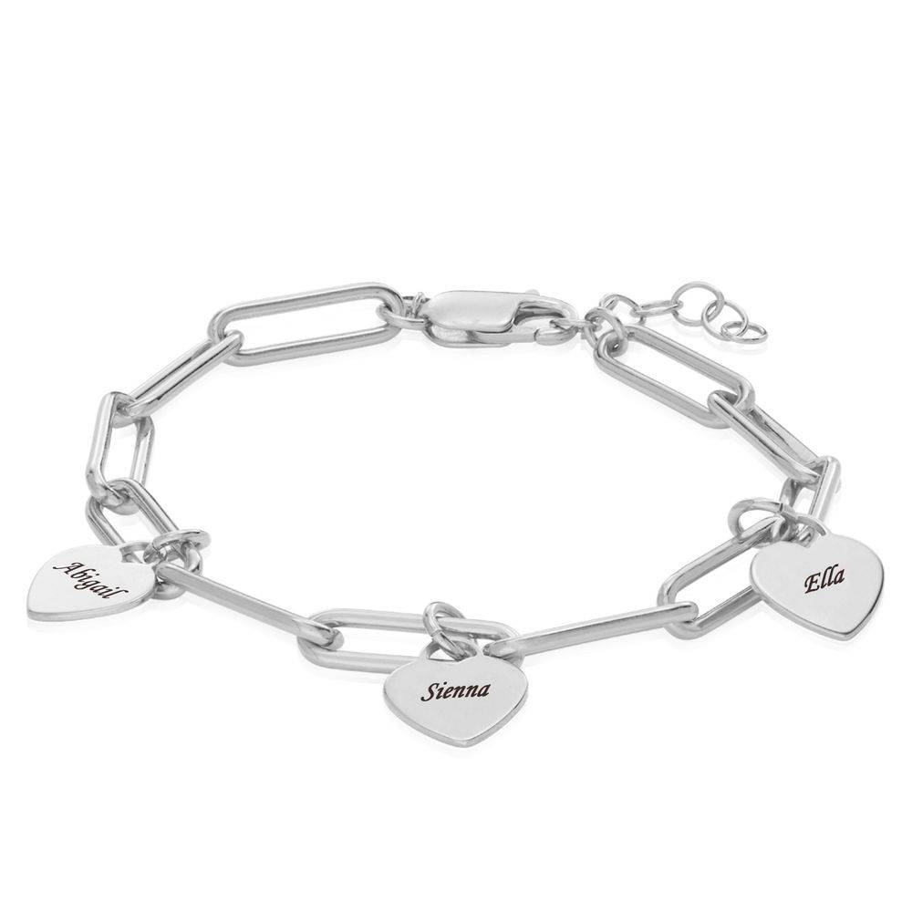 Rory Gliederarmband mit gravierten Herz-Charms - Silber-2 Rory Gliederarmband mit gravierten Herz-Charms - Silber-2 Produktfoto