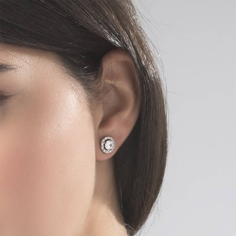 Runde Zirkonia Ohrstecker - 925er Sterlingsilber-1 Produktfoto
