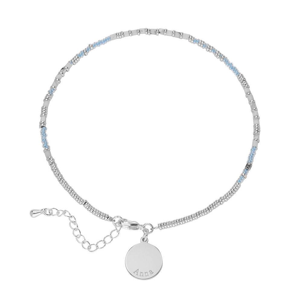 Meeresbrise Perlenarmband / Fußkettchen mit graviertem Anhänger - 925er Sterlingsilber-2 Meeresbrise Perlenarmband / Fußkettchen mit graviertem Anhänger - 925er Sterlingsilber-2 Produktfoto