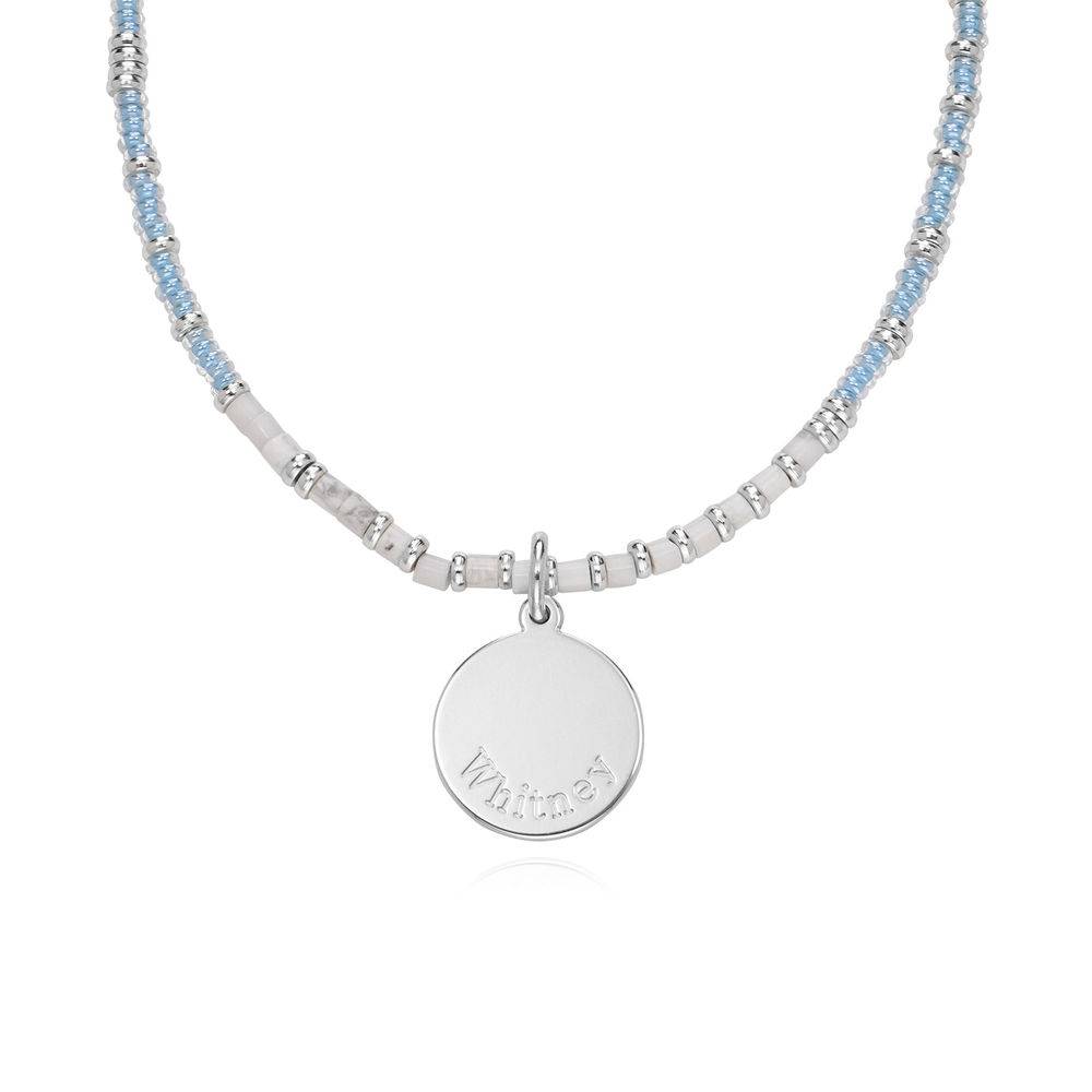Meeresbrise Perlenkette mit graviertem Anhänger - 925er Sterlingsilber-1 Meeresbrise Perlenkette mit graviertem Anhänger - 925er Sterlingsilber-1 Produktfoto