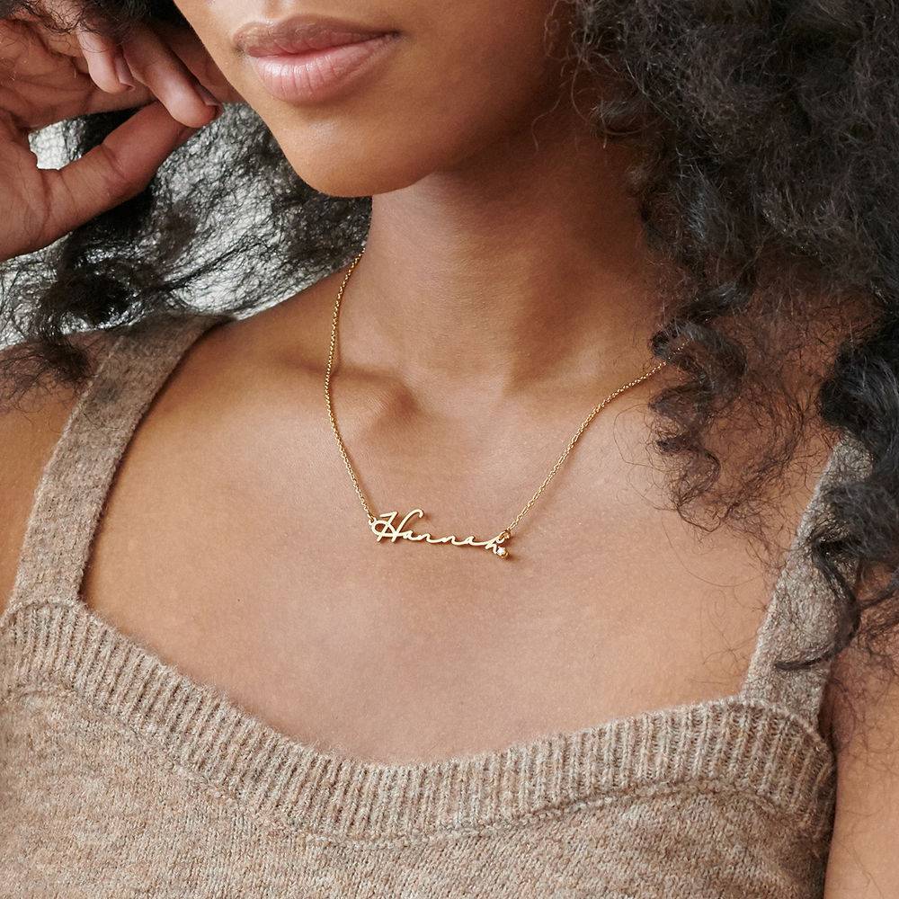 Signaturstil Namenskette mit Diamant - Gold-Vermeil-1 Produktfoto