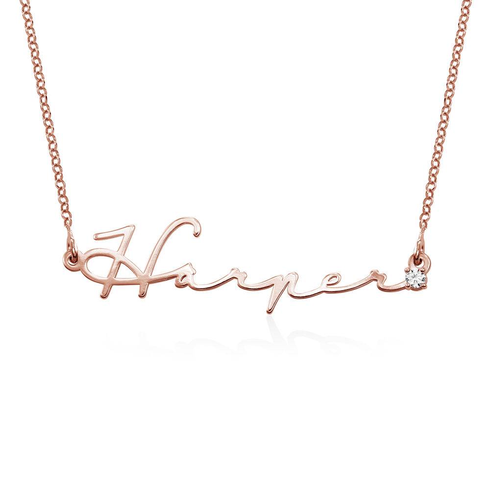Signaturstil Namenskette mit Diamant - rosévergoldetes Sterlingsilber-3 Signaturstil Namenskette mit Diamant - rosévergoldetes Sterlingsilber-3 Produktfoto