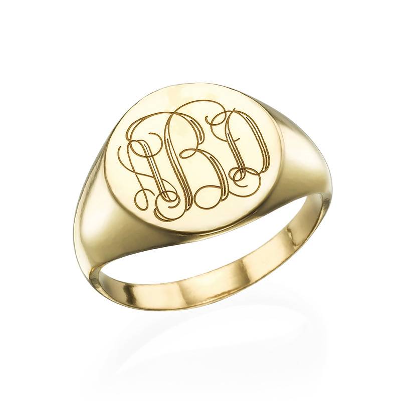 Gravierter Siegelring mit Monogramm - Vergoldet-1 Gravierter Siegelring mit Monogramm - Vergoldet-1 Produktfoto