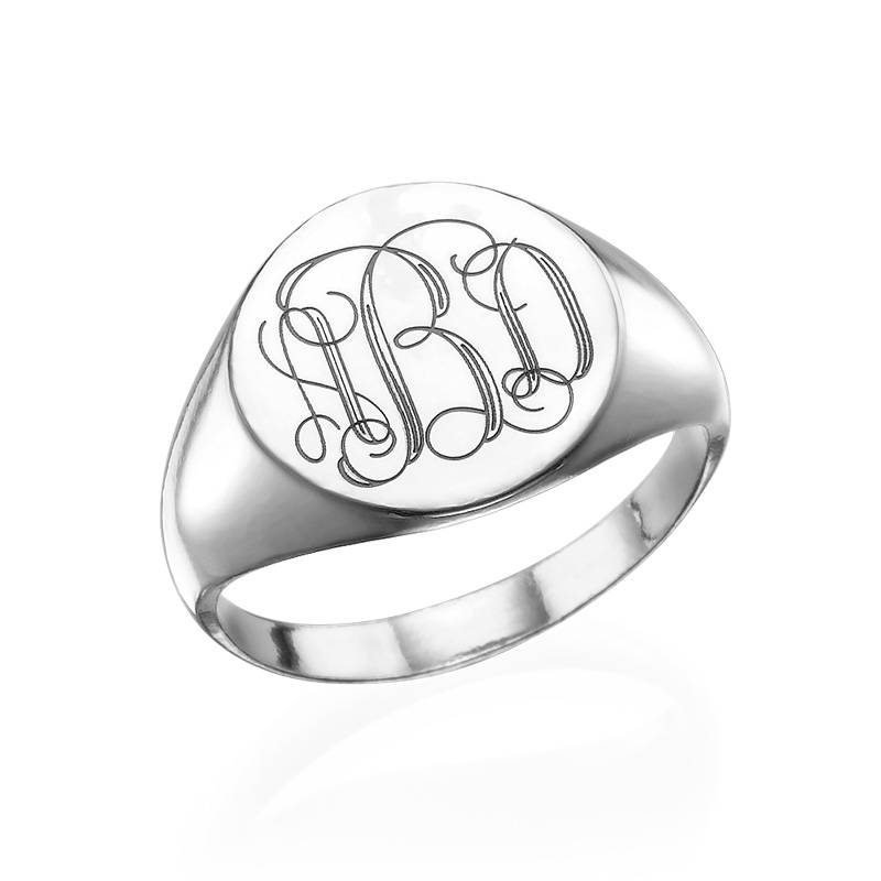 Gravierter Siegelring mit Monogramm - Silber-1 Gravierter Siegelring mit Monogramm - Silber-1 Produktfoto