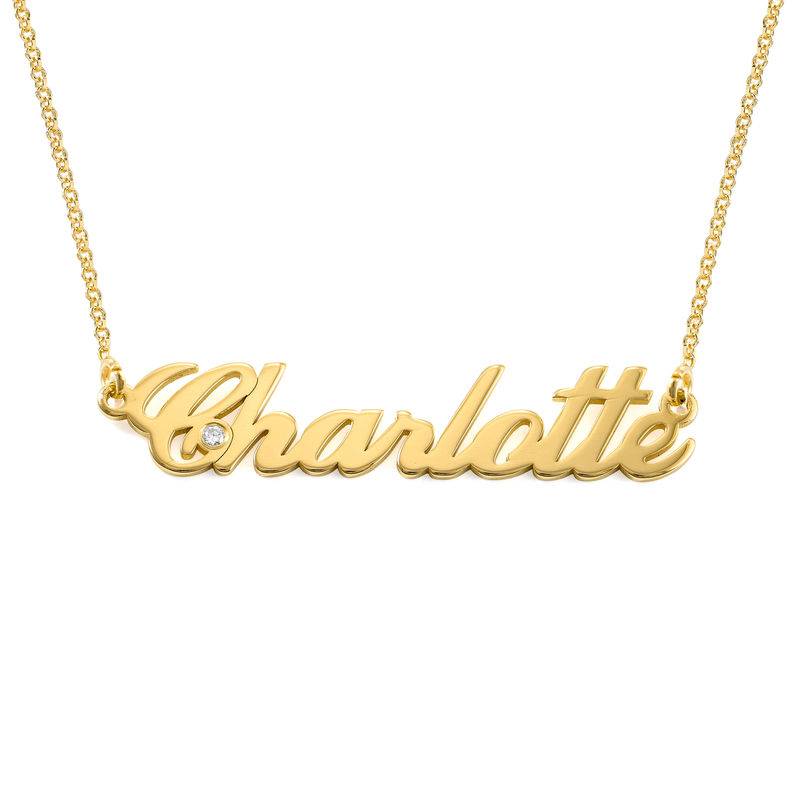 Hollywood Namenskette mit 0,02 ct Diamant - Gold-Vermeil-1 Produktfoto