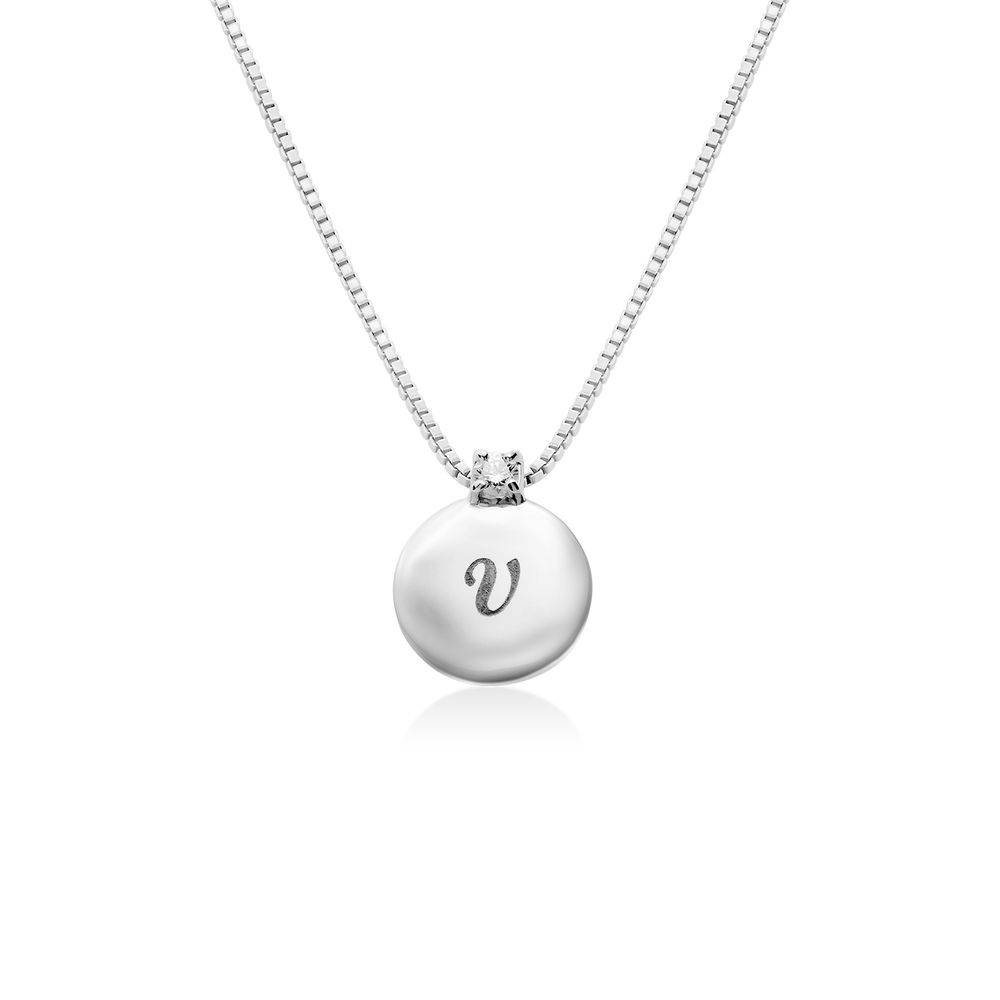 Kreisanhänger-Kette mit Initial und Diamant - 925er Sterlingsilber-2 Kreisanhänger-Kette mit Initial und Diamant - 925er Sterlingsilber-2 Produktfoto