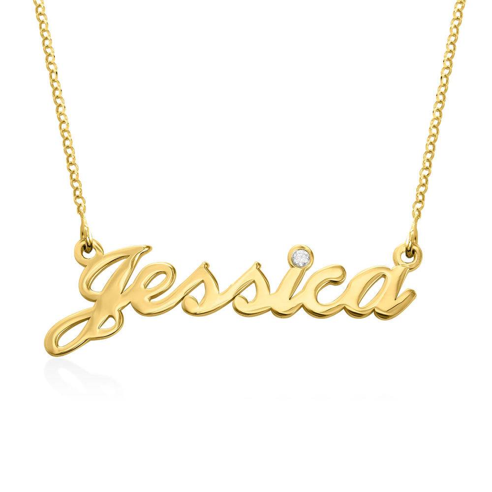 Hollywood Namenskette mit 0,02 ct Diamant - vergoldetes Sterlingsilber-1 Produktfoto