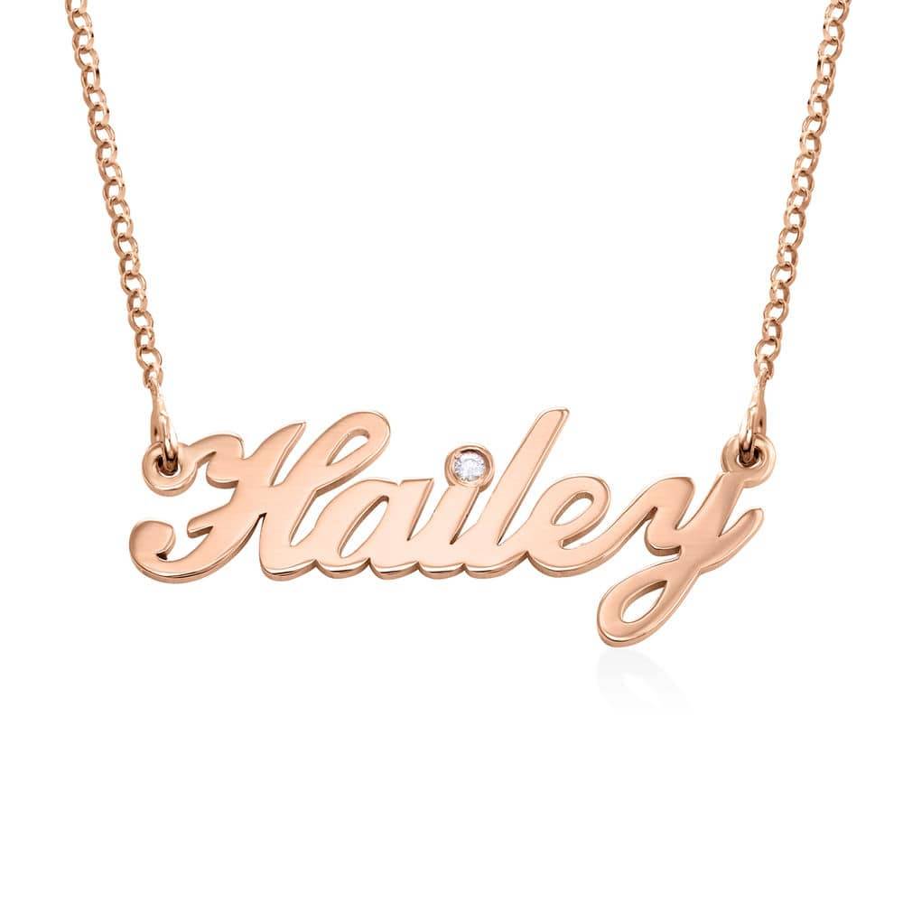 Hollywood Namenskette mit 0,02 ct Diamant - rosévergoldetes Sterlingsilber-1 Hollywood Namenskette mit 0,02 ct Diamant - rosévergoldetes Sterlingsilber-1 Produktfoto