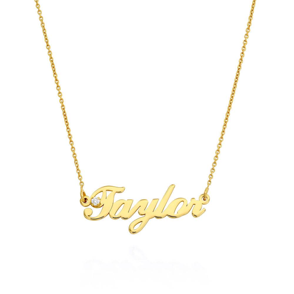 Hollywood Namenskette mit 0,05 ct Diamant - Gold-Vermeil-1 Produktfoto