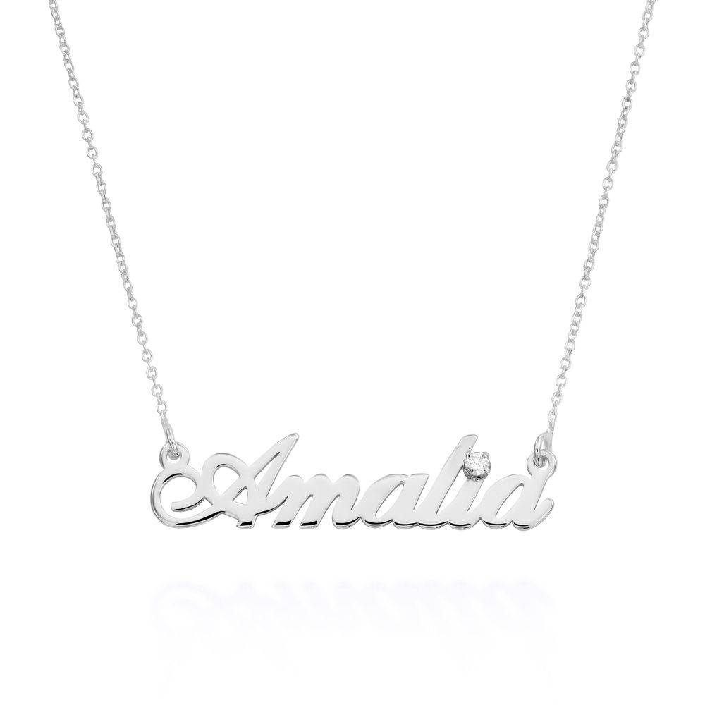 Hollywood Namenskette mit 0,05 ct Diamant - 925er Sterlingsilber-1 Produktfoto