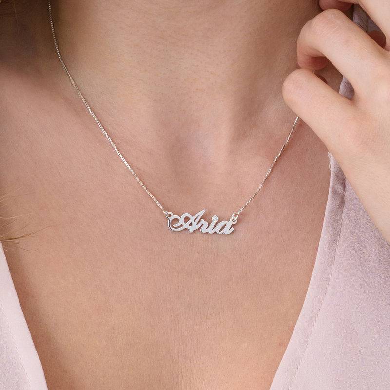 Hollywood Namenskette mit 0,02 ct Diamant - 925er Sterlingsilber-3 Produktfoto
