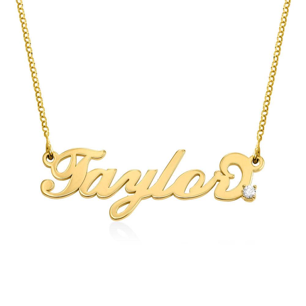 Kleine Carrie Namenskette mit Diamant - Gold-Vermeil-1 Produktfoto